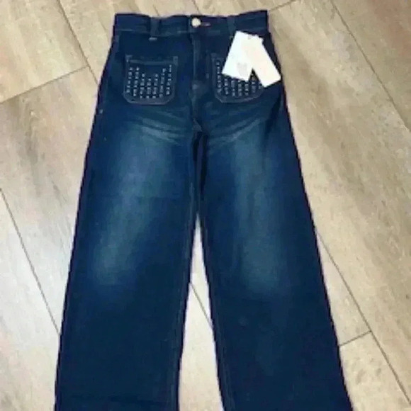 NEW Nanette Blue Denim Wide Leg Adjustable‎ Waist Jeans Girls pants Sz 10 NWT - Picture 1 of 9